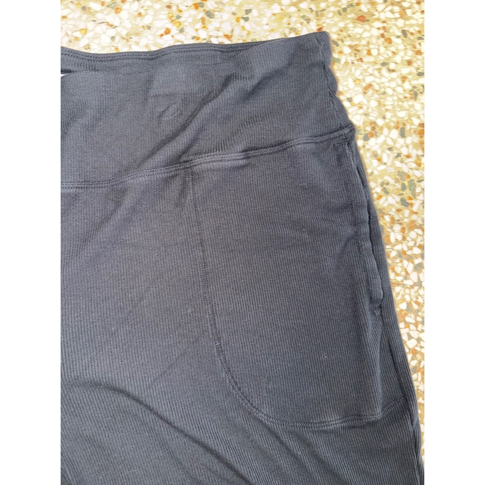 Duluth Trading Co Womens XL Black Ribbed Knit Crop Pants Wide Leg Modal Z4 - Picture 5 of 10
